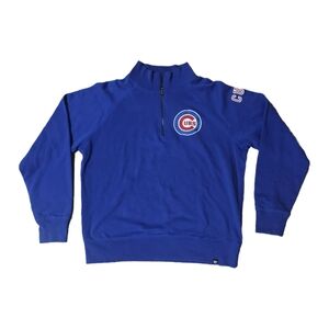 Chicago Cubs Pullover 1/4 Zip Sweater Mens Size XL Blue Large Emblem Brand 47